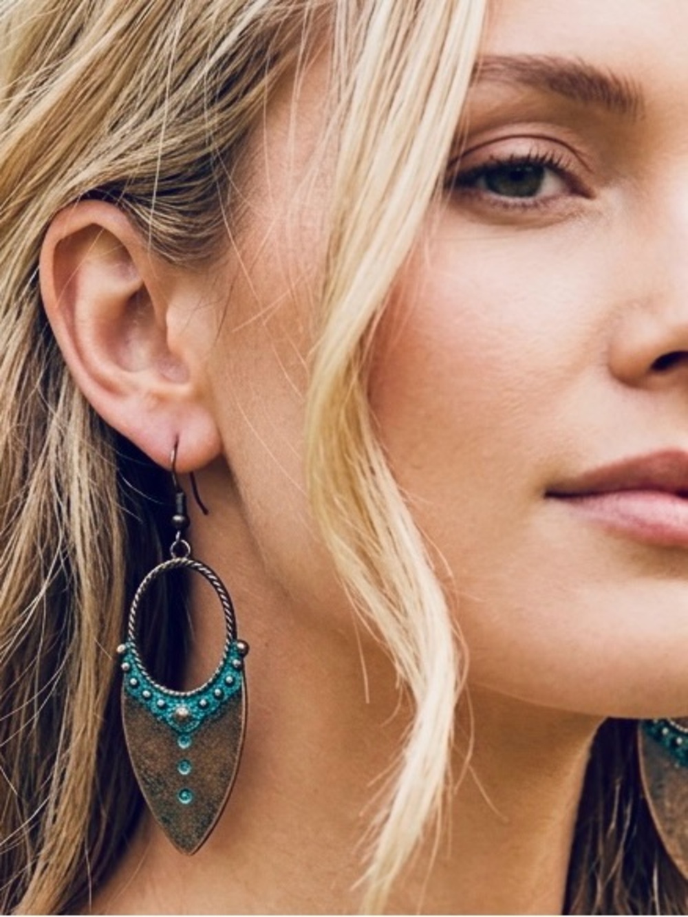 Elegant Bronze and Teal Earrings